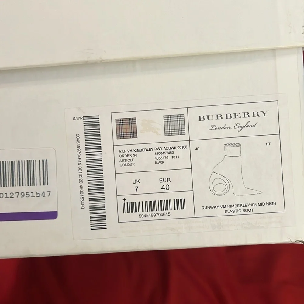 Burberry Stretch Knit Sock Bootie Pumps with Round Sculpted Heel, NWT, size 40